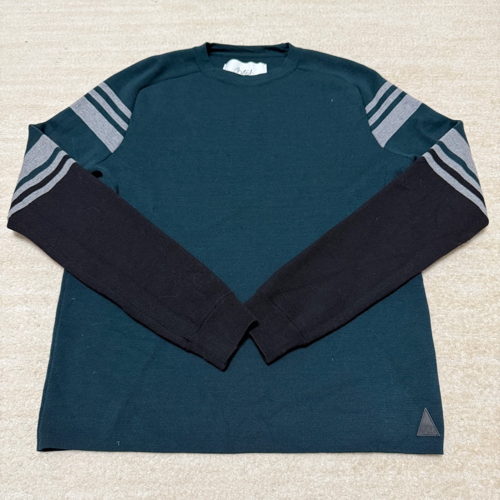 Aztech Mountain Wool Color-Block Sweater Long Sleeve Forest Green Small *FLAW*